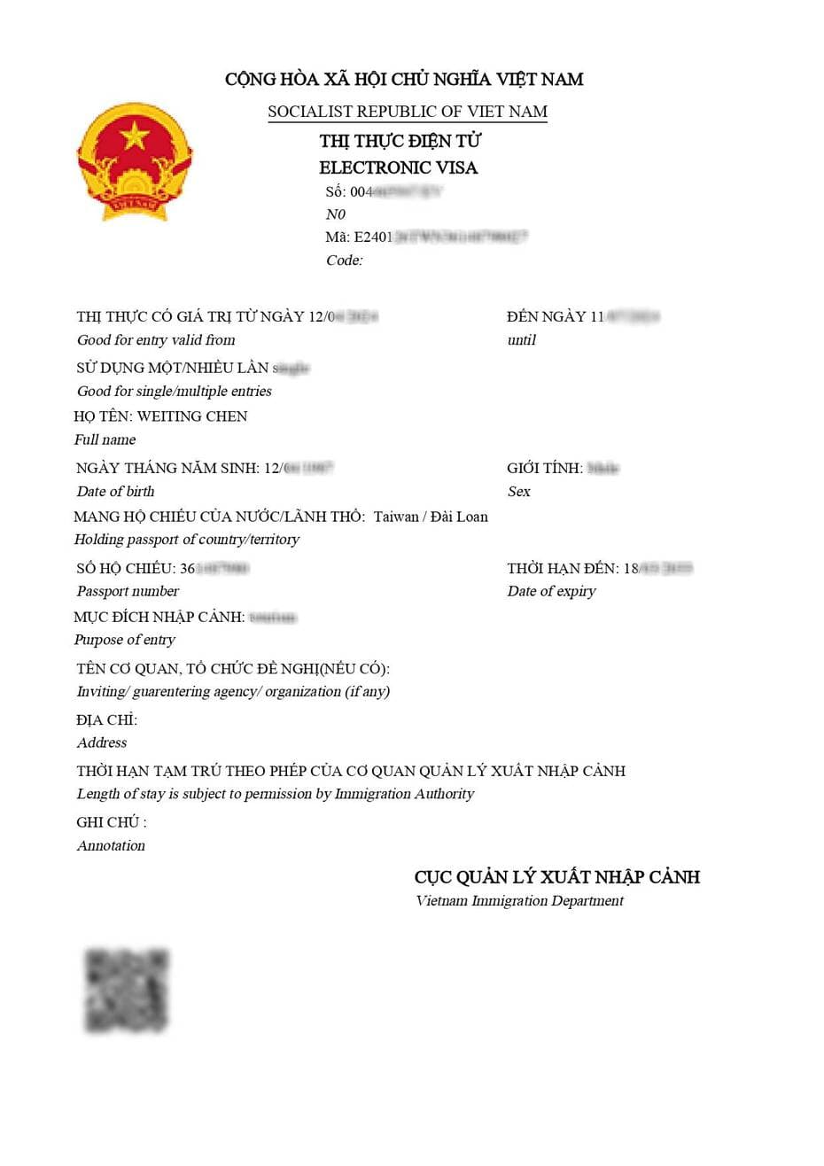 vietnam visa sample big